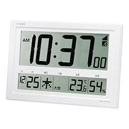 ☆シチズン 大画面デジタル電波時計 【42×29×4.3cm・プラスチック枠・単2電池3本使用(別売)】 1048-067