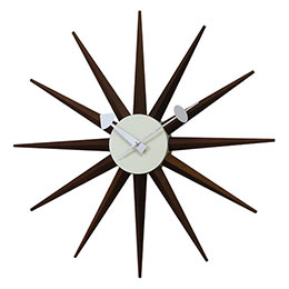 ☆George Nelson ジョージネルソン 掛時計 サンバーストクロック Nelson Clockシリーズの代表的なデザイン ウッド GN396WB