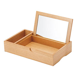 ☆メイクボックス 【26.5×35.5×7cm(収納時21.5×35.5×7cm)】 シンプルながらも美しい木目が高級感のある佇まい C7080055