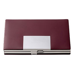 ☆プレリー メタルコードバン名刺入れ ワインレッド 【9.5×6×1.2cm・馬革(コードバン)、金具(ステンレス)・カード入1室】 1032-052