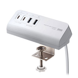 ☆サンワサプライ USB PD対応クランプ式AC充電器 PD65W C×2+A×2 ホワイト ACA-PD106W