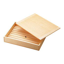 ☆ヤマコー 用美 業務用 ネタ箱 目皿・木製蓋付 中サイズ (約37.5&times;29&times;H7.7cm) ホテル・旅館・レストラン向け業務用品 yamaco35584｜カー用品卸問屋　ニューフロンテア