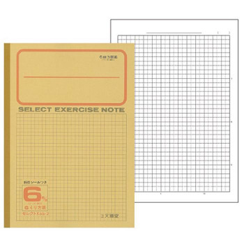 送料無料 代引不可 12mm実線罫 B5 黄表紙ノート 応用罫 6mm方眼 10冊セット セレクト学習帳 十字リーダー入 文運堂