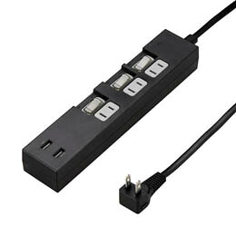 ☆5個セット YAZAWA 個別スイッチ付3AC2USB3.4A2mブラック Y02KS532BK2UX5
