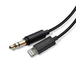 ☆5個セット エレコム AUXケーブル Lightning-φ3.5オス スリムデザイン 1.0m ブラック AX-L35D10BKX5