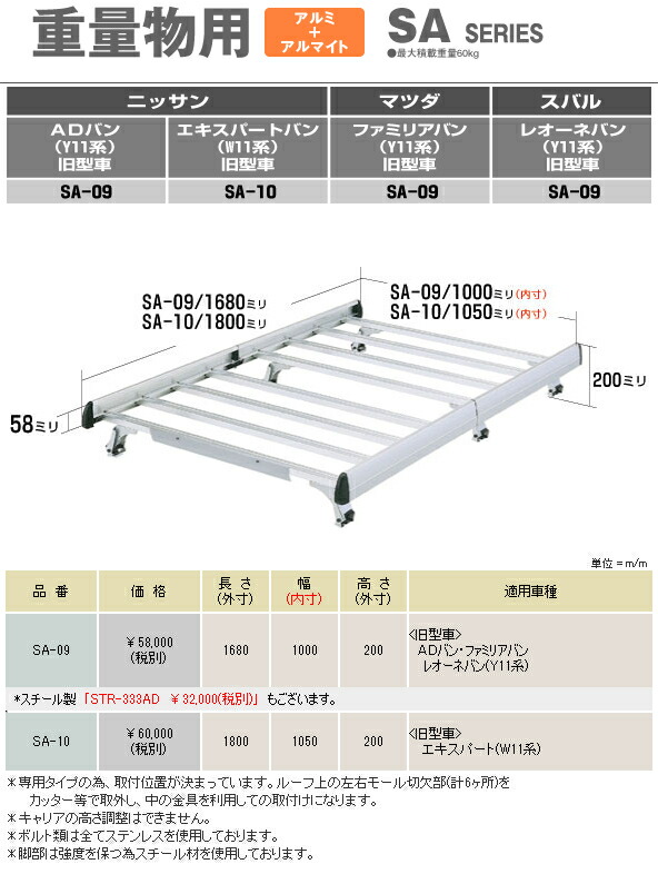 94％以上節約-•ン Y11系• ロッキー キャリア 重量 - sgehrbachtal.de