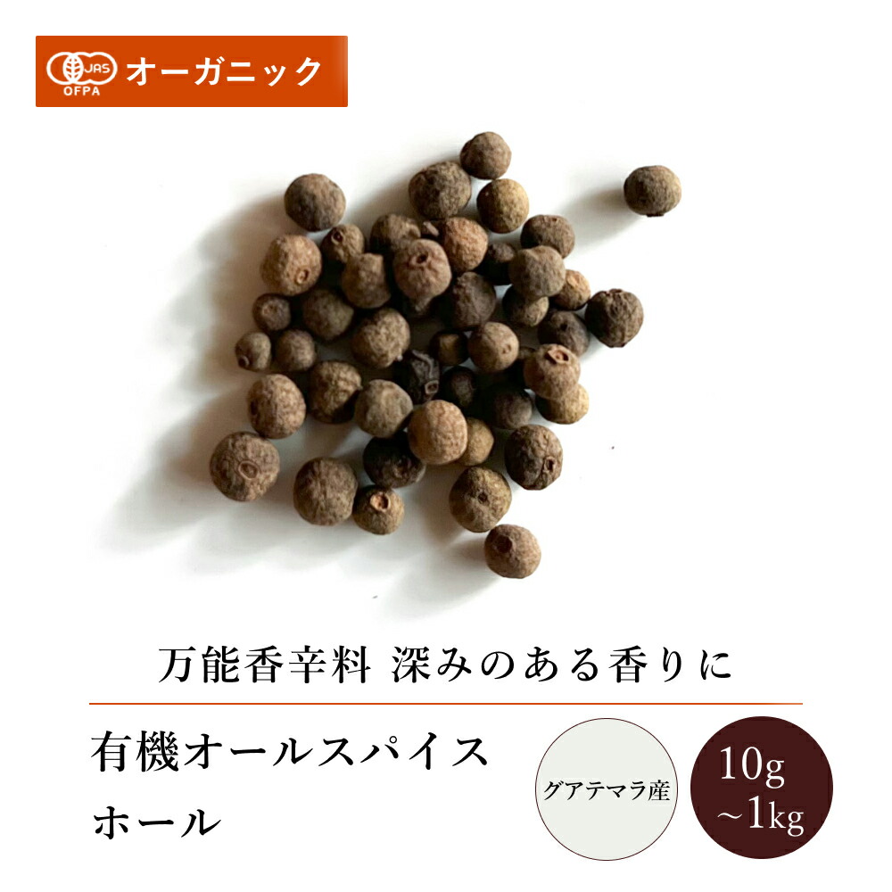 有機オールスパイスホール(10g～1kg)【エヌ・ハーベスト】グァテマラ産 香辛料 スパイス ハーブ カレー エスニック 焼菓子 シチュー ソーセージ オーガニック 無農薬 有機JAS認定 有機栽培 手作り 香料無添加 大容量 業務用 11,042円