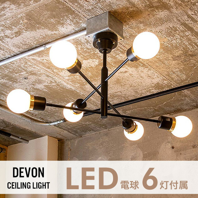 【LED電球6灯付属】Devon Ceiling Light 6灯 / デボン シーリング ライト LED電球 リモコン付き 調光 調色 照明 インテリア 北欧 カフェ 電気 Smart Life対応 おしゃれ ライト 工事不要 tic gram eight グラムエイト｜interior shop Nia （ニア）