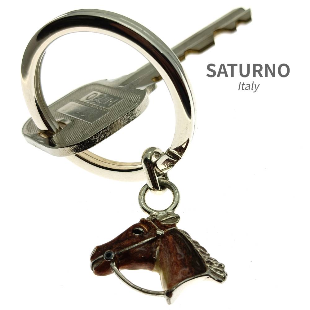 【サツルノ】ホースヘッド キーリング キーホルダー SATURNO イタリア製
