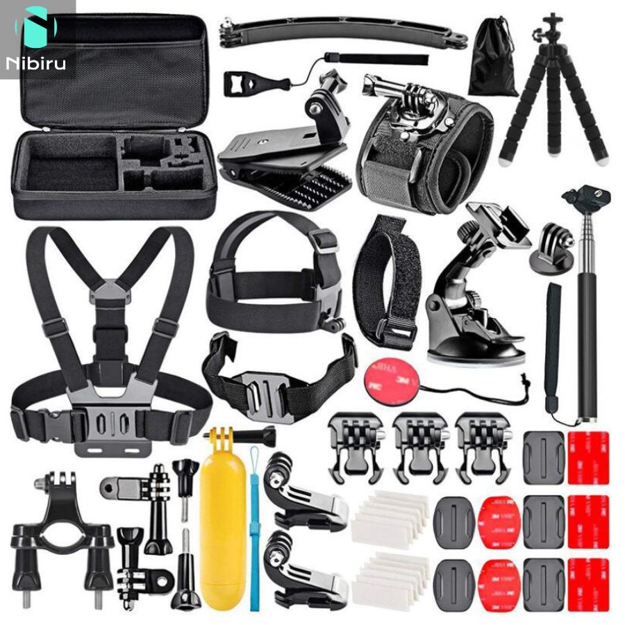 50点セット GoPro Hero 13 / Hero12 / Hero11 / Hero10 / Hero9 カバー 防塵 耐衝撃 簡易装着 取り外し簡単 ヘルメット用 自撮り棒 伸縮 ストラップ クリップ 保護用 アウトドア ライディング ダイビング アクションカメラ スポーツカメラ キット 50点 お得