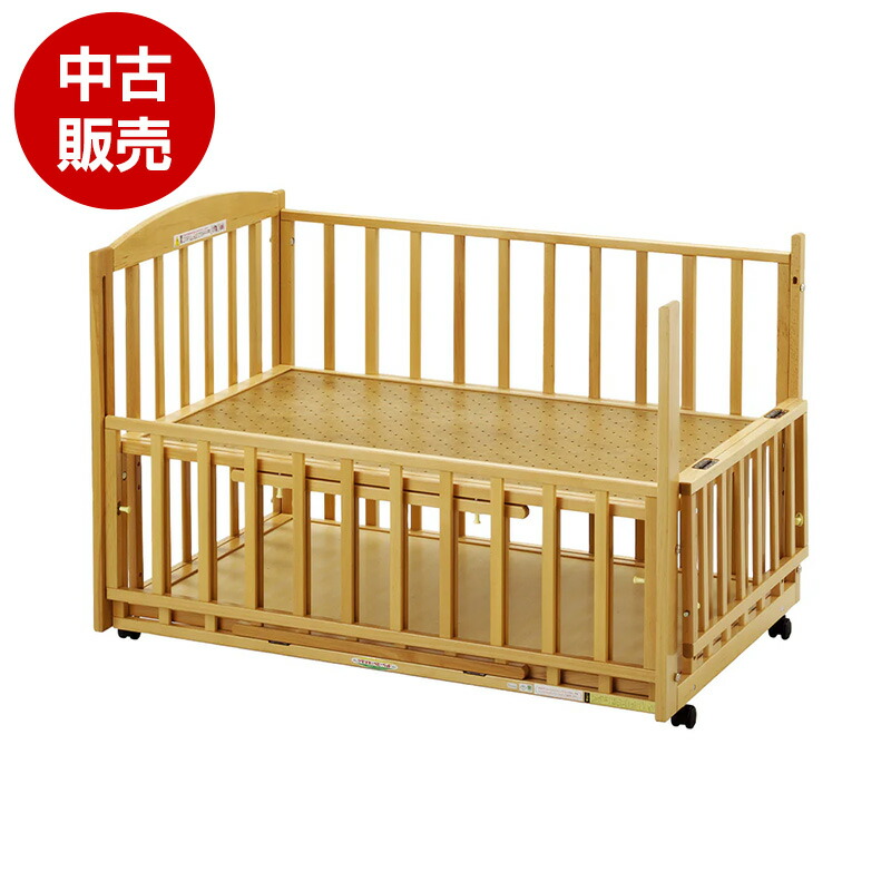 【メンテナンス済み中古】 木製 添い寝 ベビーベッド ツーオープンベッド b-side120 ナチュラル 内寸120&times;70cm 標準サイズ レギュラーサイズ 日本製 ヤマサキ｜NiceBaby（ナイスベビー）