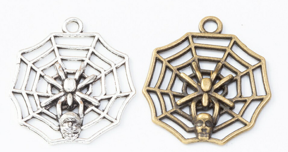 楽天市場】（16個セット）蜘蛛の巣のチャーム 銀古美 クモの巣 くも