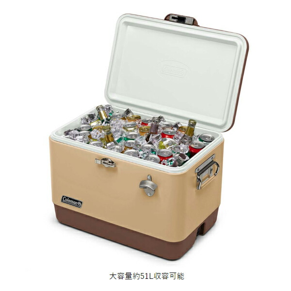 コールマン54QTスチールベルトクーラーバターナッツ2161177クーラーボックス約51Lハードクーラー保冷大型キャンプ用品