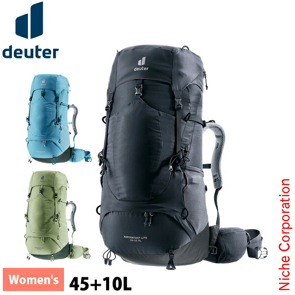 ドイター エアコンタクトライト 45 + 10 SL D3340223 アウトドア リュックサック バックパック ザック 登山 レディース リュック トレッキングパック 背面長調整 45L 45L+10L 女性 女性用 ウィメンズ nocu｜ニッチ・エクスプレス