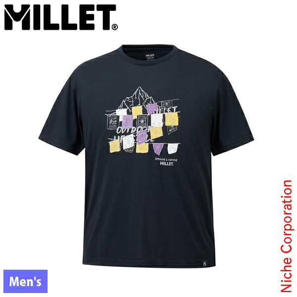 ミレー 5フラッグ ショートスリーブ Tシャツ MIV02186 アウトドア ウェア トップス メンズ 半袖 速乾 グラフィック 薄手 ゆったりめ