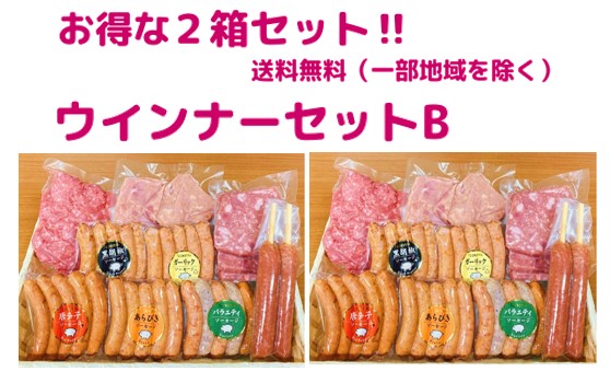 父の日 ウインナーセットB お得 2個セット (ダンボール)発送先は一箇所のみ  内祝 贈り物 お取り寄せ ハム ソーセージ 詰め合わせ お取り寄せ 贈り物 ギフト イベント 賞品 景品 小分け あらびき 唐辛子 黒胡椒 ガーリック バラエティ 熨斗シール 工場直売 送料無料