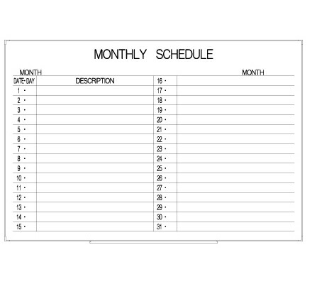 罫引ボード【LT13-004】MONTHLY SCHEDULE（サイズ： 890× 600 ）