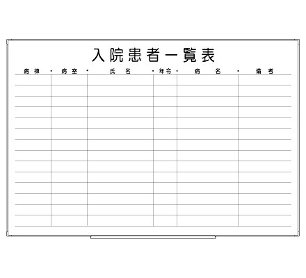罫引ボード【LT13-034】入院患者一覧表（サイズ： 600× 890 ）