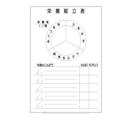 罫引ボード【LT13-042】栄養献立表（サイズ： 600&times; 890 ）｜日学オンラインストア　店