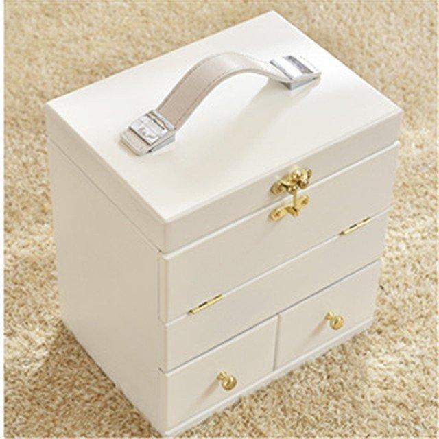 メイクボックス コスメボックス コンパクトメイクボックス 収納ボックス　鏡付き　木製　ホワイト アイデア 便利