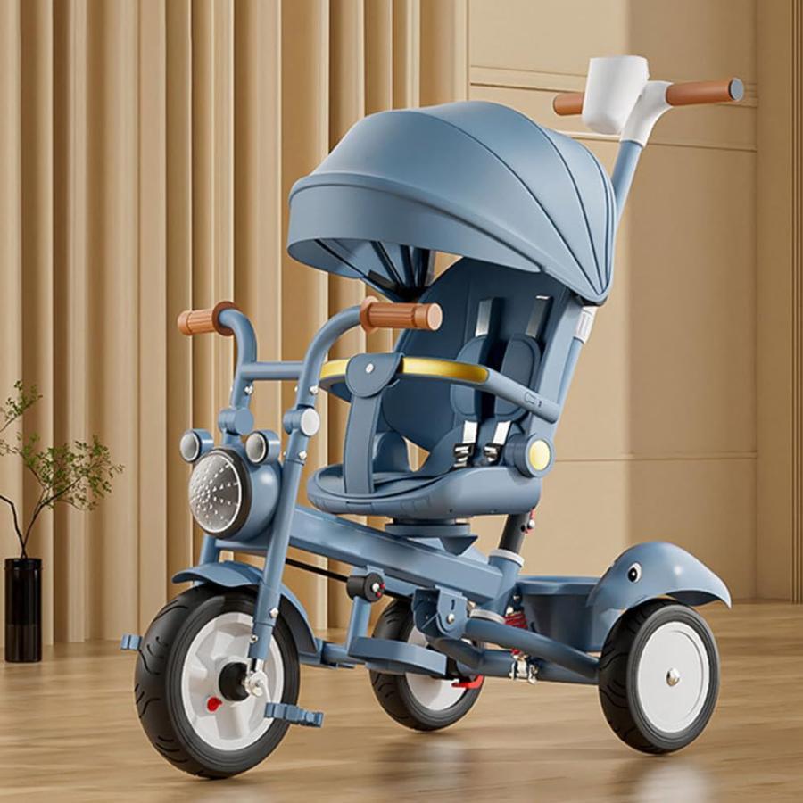 ちびっ子用トライシクル 乗用手あそび?トライシクル トライシクル 折りたたみ キッズバイク 手押し棒付き添い人 日よけ付 1歳から5歳までの乳飲み子への差し上げ物 飾り気の無いな取り