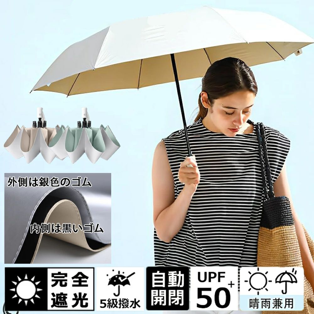 折りたたみ傘 晴雨兼用傘 自動開閉 折り畳み傘 日傘 撥水加工 完全遮光 遮光率99.99% UPF50+ UVカット 超軽量 雨傘 丈夫 高強度グラスファイバー 遮熱 防水 撥水速乾 頑丈 耐強風 男女兼 梅雨 防災グッズ 送料無料