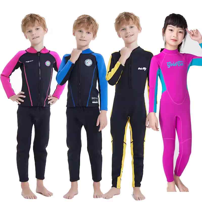 サーフィン ウェットスーツ キッズ 子供 男の子 女の子 暖かい セパレート 長袖 ズボン ダイビングスーツ 水泳 シュノーケリング ピンク ブルー