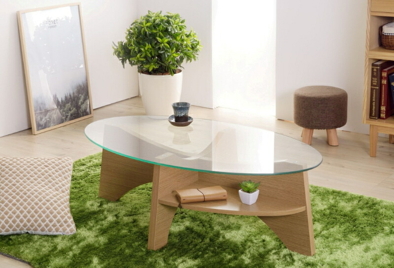 楽天市場】ローテーブル ガラステーブル オーバル 105cm 楕円 リビング