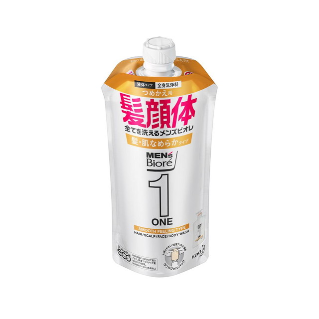6～10個セット まとめ買い 花王 メンズビオレ ワン(ONE) オールインワン 全身洗浄料 髪・肌なめらかタイプ つめかえ用 340ml