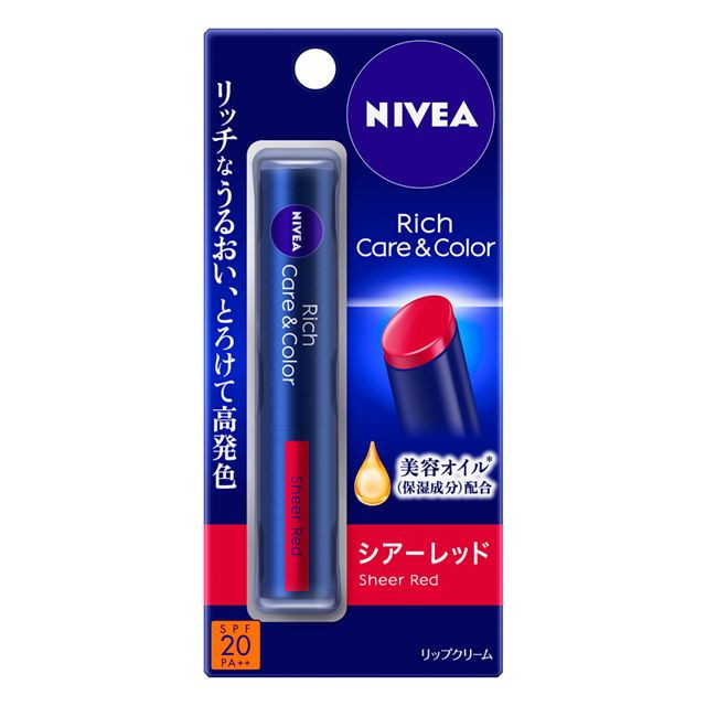 6~10個セット まとめ買い 花王 ニベア リッチケア&カラーリップ シアーレッド 2g|NicoBase