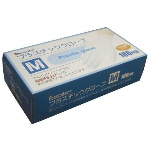 6～10個セット まとめ買い リーダー プラスチックグローブ Mサイズ 100枚入