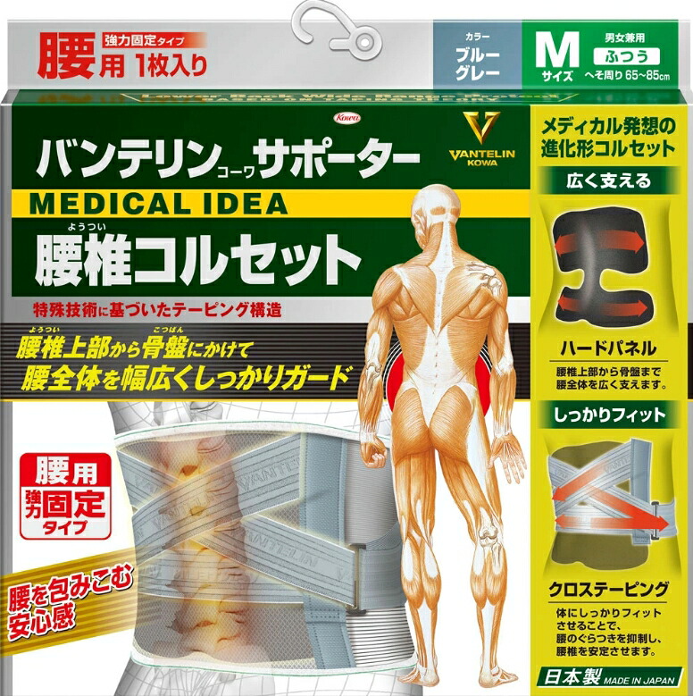 6～10個セット まとめ買い バンテリンコーワサポーター 腰椎コルセット ブルーグレー ふつう Mサイズ(1枚) ようつい ベルト
