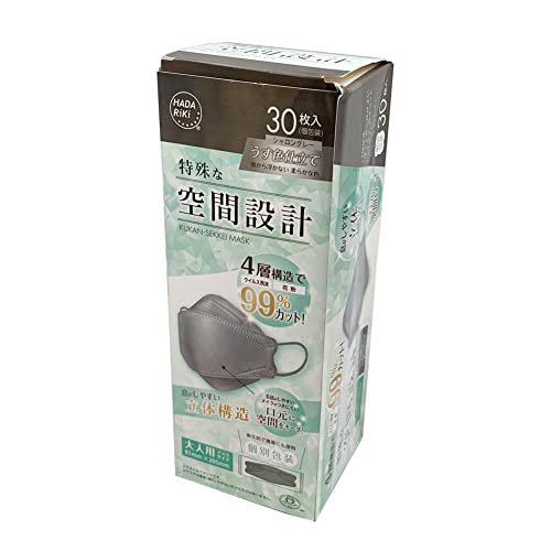 6～10個セット まとめ買い HADARIKI　ハダリキ　空間設計マスク　シャロングレー　1箱30枚入り　個包装　4層構造