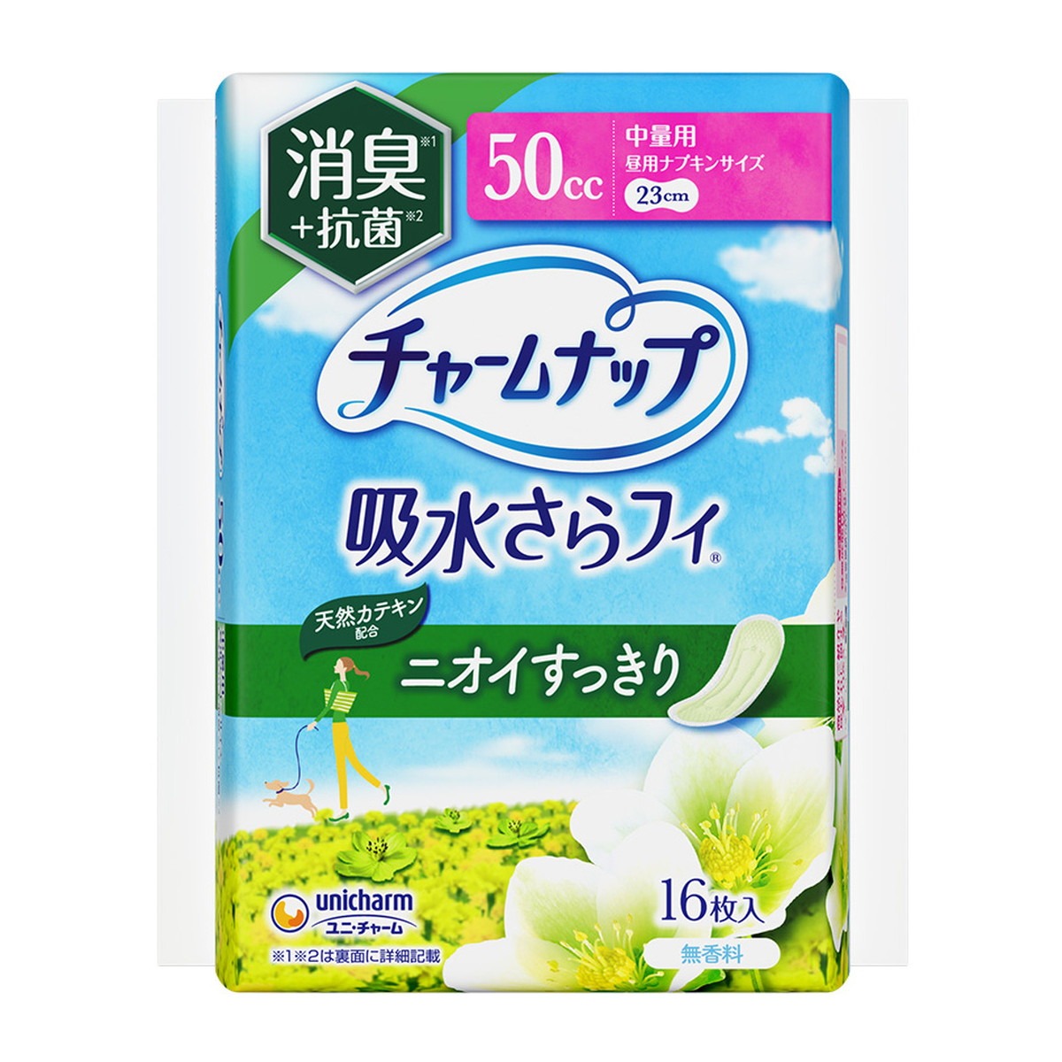 6～10個セット まとめ買い ユニ・チャーム チャームナップ 吸水さらフィ ニオイすっきり 中量用 23cm 50cc 消臭タイプ 16枚