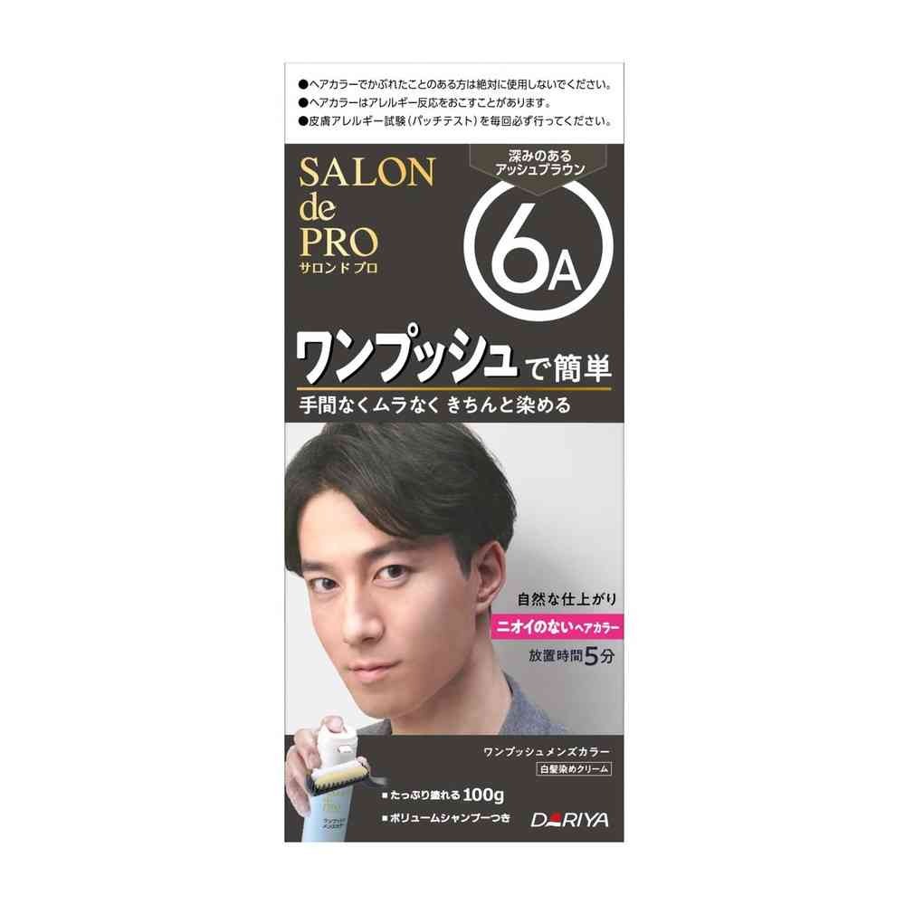 6～10個書き割り まとめ買いダリヤ サロンドプロ ワンプッシュメンズカラー 6A 奥ふかさのあるアッシュブラウン 1剤50g・2剤50g・音の大きさシャンプー10mL