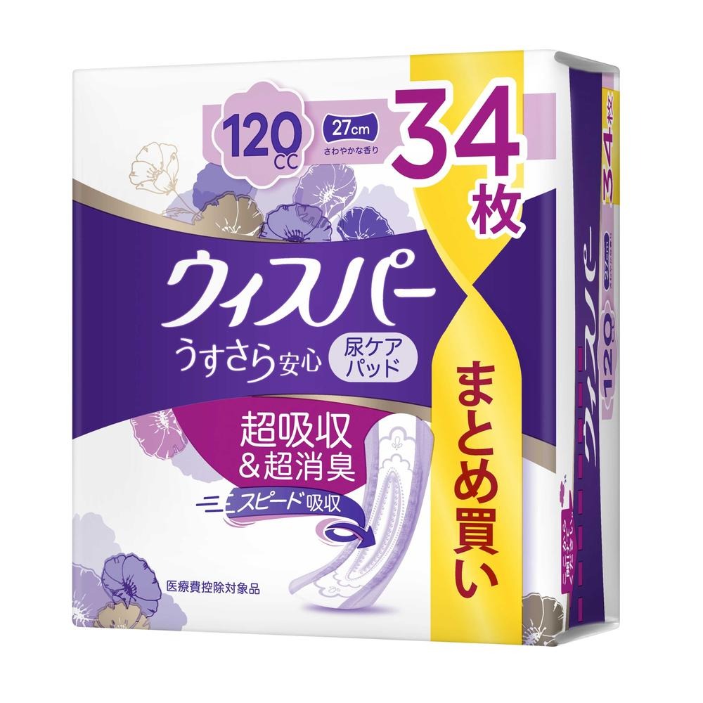 6～10個セット まとめ買い Ｐ＆Ｇジャパン合同会社 Whisper P&G ウィスパー うすさら安心 多いときでも安心用 120cc 34枚入 120cc 34枚