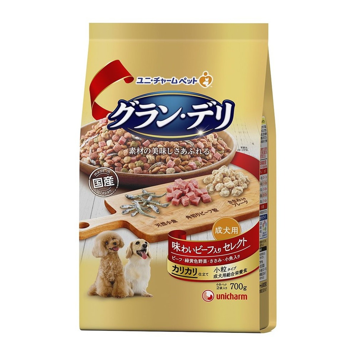 6～10個仕掛ける まとめ買いユニ・チャーム グラン・デリ 2つの風味合切袋 ほぐし 成犬用 牛肉＆乾酪 30g 2入