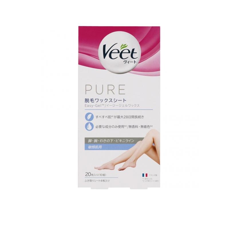 6～10個セット まとめ買い レキットベンキーザー・ジャパン ヴィート Veet ピュア 脱毛ワックスシート 敏感肌用 20枚入