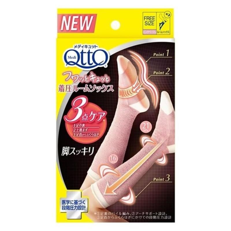 6～10個セット まとめ買いレキットベンキーザー・ジャパン株式会社 メディキュット フワッとキュッと 着圧ルームソックス ベージュピンク 1足｜NicoBase