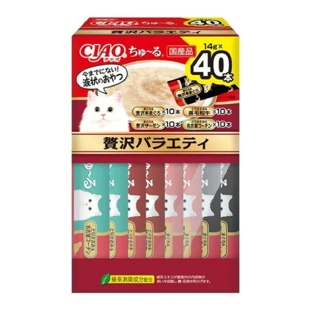 6～10個セット まとめ買い いなばペットフード チャオちゅーる CIAO ちゅ?る BOX 贅沢バラエティ 猫用 14g×40本