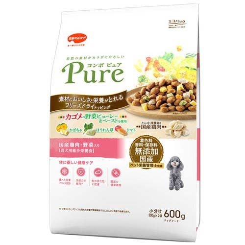 6～10個セット まとめ買い日本ペットフード コンボ ピュア ドッグ 国産鶏肉・野菜入り 600g