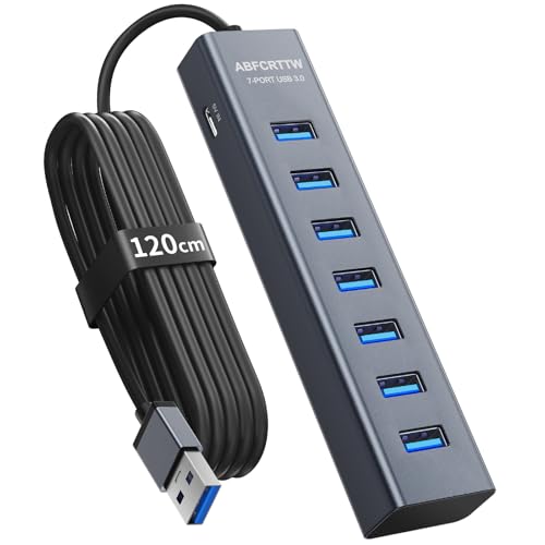【楽天市場】1.2m 7ポート USB ハブ 3.0 デスクトップ用 - アルミニウム製 USB Hub 5Gbps 長いケーブル対応 ...