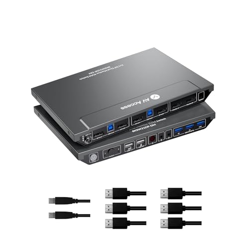 AV Access 8K KVM取り替えっこ 2インプット2最終生産物 2管する 2 台の電子計算機 KVMうつり変わり器 DisplayPort 8K@60サイクル