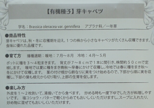 限定特価】 有機種子 固定種 芽キャベツ 0.5ｇ 種 野菜 種子 オーガニック グリーンフィールドプロジェクト 追跡可能メール便選択可  www.l4r5.de