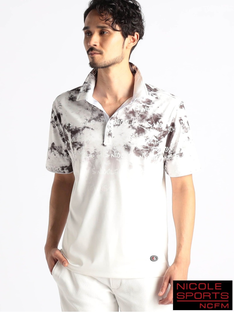 【25年モデル EC限定再販売】【NICOLE SPORTS】ムラ柄スキッパーポロシャツ NICOLE CLUB FOR MEN ニコル トップス ポロシャツ ピンク ホワイト ブラック グリーン【送料無料】[ Fashion]