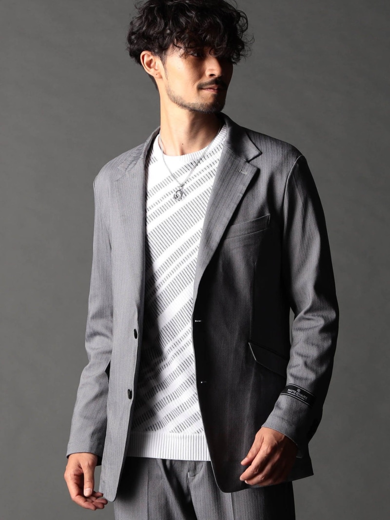 【SALE／50%OFF】ヘリンボンハイストレッチセットアップジャケット NICOLE CLUB FOR MEN ニコル ジャケット・アウター その他のジャケット・アウター ネイビー グレー ブラック【RBA_E】【送料無料】[ Fashion]