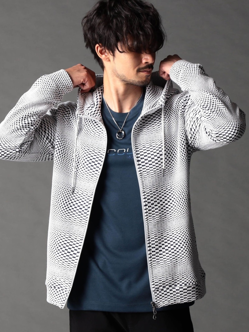 ジオメトリックジップアップパーカー NICOLE CLUB FOR MEN ニコル トップス パーカー・フーディー【貨物輸送無料】[ Fashion] パーカー-メンズファッション-トップス