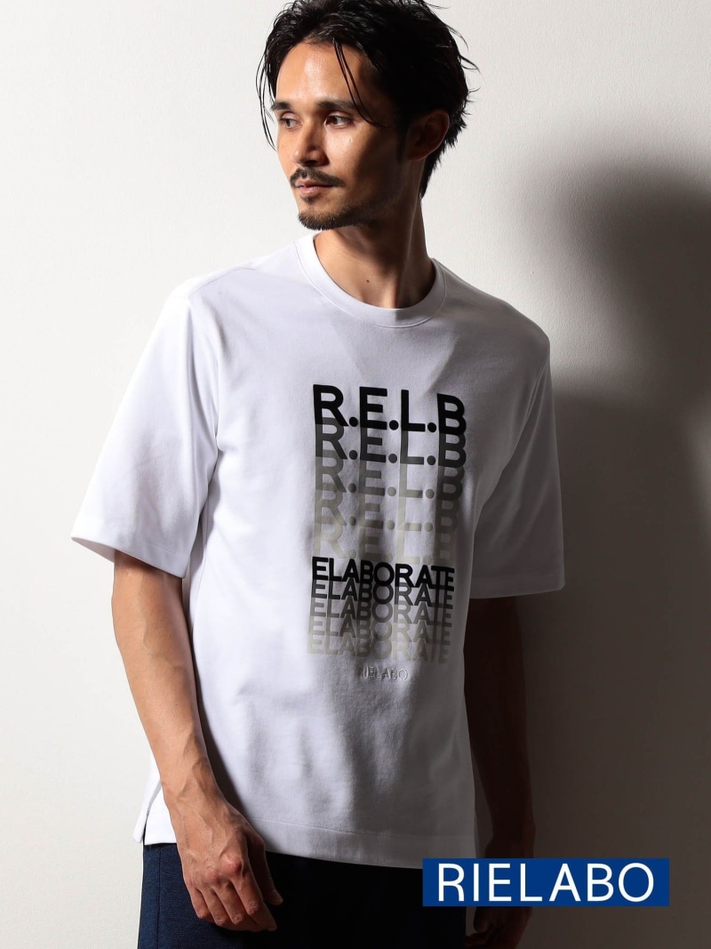 【RIELABO】グラデーションロゴプリント クルーネックTシャツ NICOLE CLUB FOR MEN ニコル トップス カットソー・Tシャツ ホワイト ブラック【送料無料】[ Fashion]