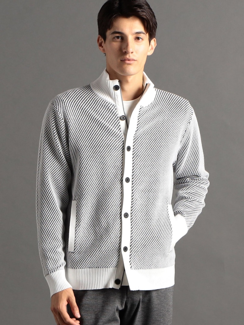 【SALE／28%OFF】ジオメトリックジャカード 編み物上衣 MONSIEUR NICOLE ニコル トップス 編み物 白いこと 米国海軍 黒いこと【RBA_E】【貨物輸送無料】[ Fashion] メンズファッション-ニット・セーター-トップス