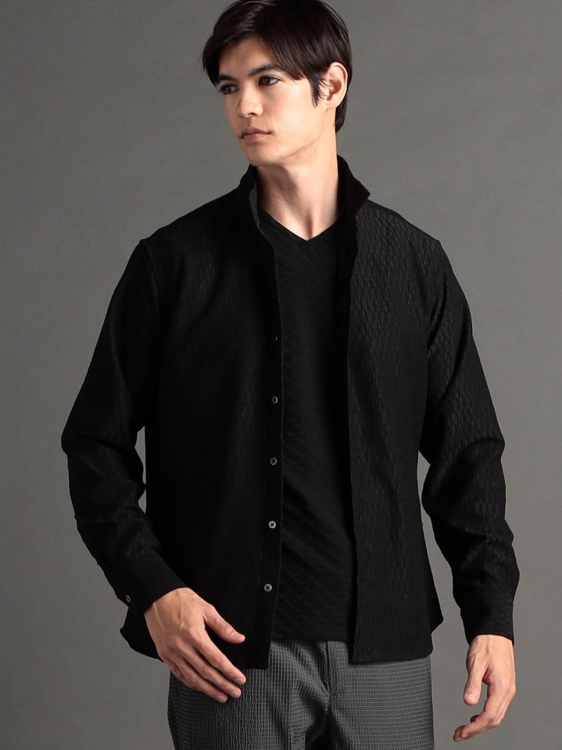 【SALE／30%OFF】【ex/tra】ダークワッシャー スタンドカラーシャツ MONSIEUR NICOLE ex/tra ニコル トップス シャツ・ブラウス ブラック ホワイト グリーン【RBA_E】【送料無料】[ Fashion]｜NICOLE 16,301円